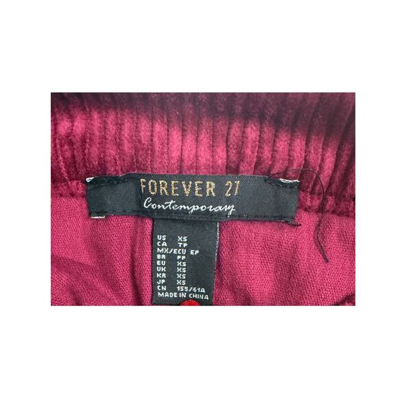 Forever 21 Burgundy Red Corduroy Mini Skirt RN#94981 Women’s XS Snap Front - Picture 4 of 6